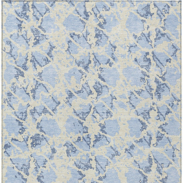 HomeRoots 5' Sky Blue and Ivory Abstract Area Rug - Modern, Washable Design for Indoor and Outdoor Spaces 5' X 8' 614180