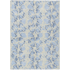 HomeRoots 5' Sky Blue and Ivory Abstract Area Rug - Modern, Washable Design for Indoor and Outdoor Spaces 5' X 8' 614180