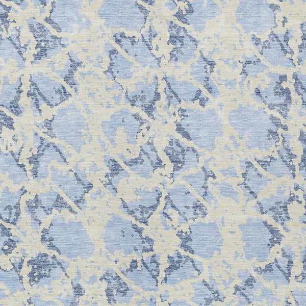 HomeRoots 5' Sky Blue and Ivory Abstract Area Rug - Modern, Washable Design for Indoor and Outdoor Spaces 5' X 8' 614180