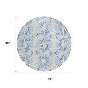 HomeRoots 5' Sky Blue and Ivory Abstract Area Rug - Modern, Washable Design for Indoor and Outdoor Spaces 8' Round 614181