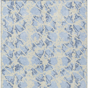 HomeRoots 5' Sky Blue and Ivory Abstract Area Rug - Modern, Washable Design for Indoor and Outdoor Spaces 8' X 10' 614182