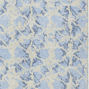 HomeRoots 5' Sky Blue and Ivory Abstract Area Rug - Modern, Washable Design for Indoor and Outdoor Spaces 8' X 10' 614182