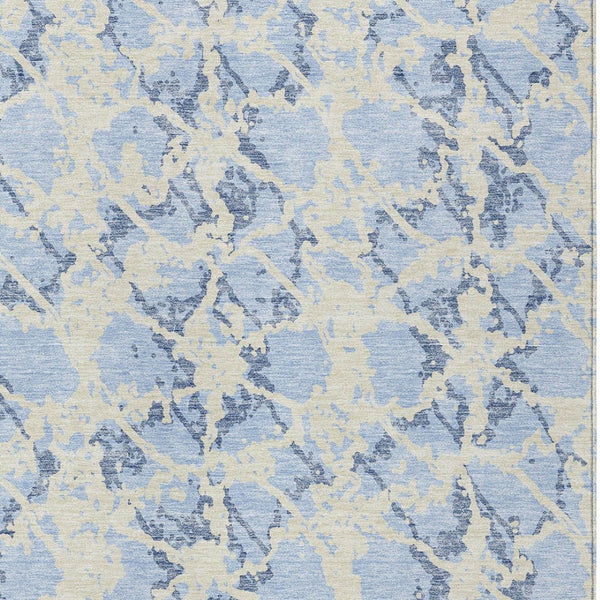 HomeRoots 5' Sky Blue and Ivory Abstract Area Rug - Modern, Washable Design for Indoor and Outdoor Spaces 8' X 10' 614182