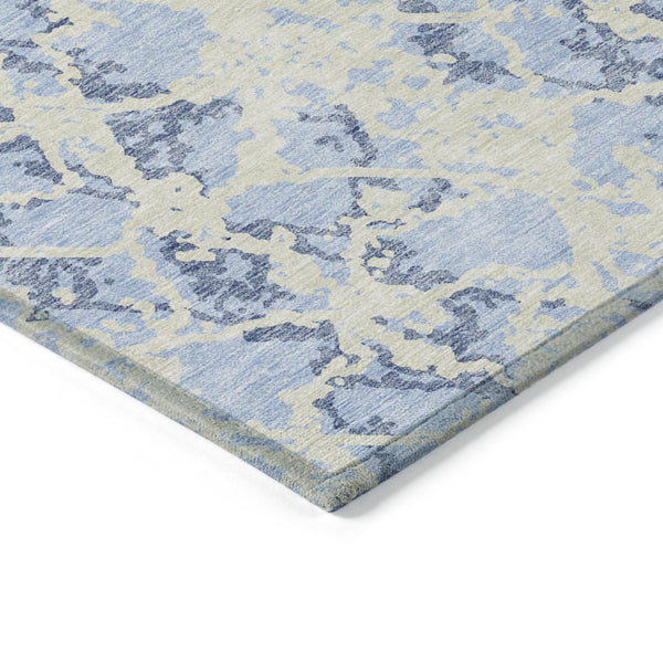 HomeRoots 5' Sky Blue and Ivory Abstract Area Rug - Modern, Washable Design for Indoor and Outdoor Spaces 9' X 12' 614183