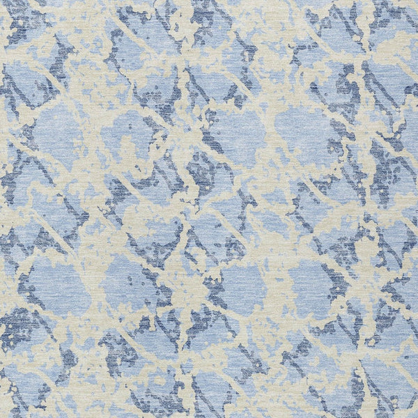 HomeRoots 5' Sky Blue and Ivory Abstract Area Rug - Modern, Washable Design for Indoor and Outdoor Spaces 9' X 12' 614183