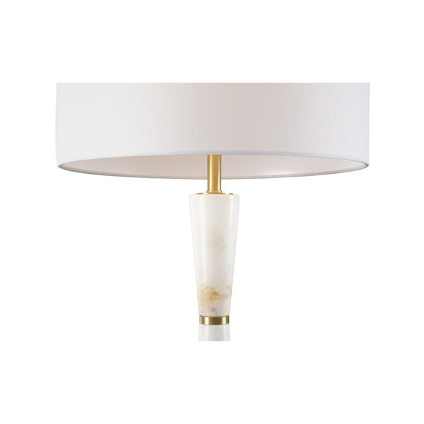 Wildwood Guinevere Marble Lamp With Antique Brass Accents And White Drum Shade — 29" Tall Luxe Ambient Light 61419