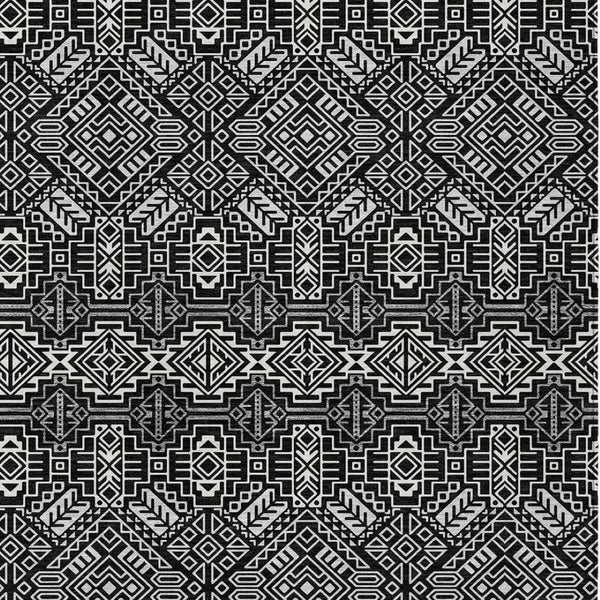HomeRoots 5' Black and Ivory Tribal Area Rug - Stylish, Washable Design for Indoor and Outdoor Spaces 5' X 8' 614204