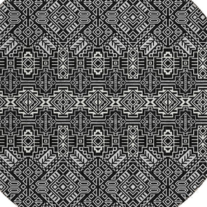 HomeRoots 5' Black and Ivory Tribal Area Rug - Stylish, Washable Design for Indoor and Outdoor Spaces 8' Round 614205