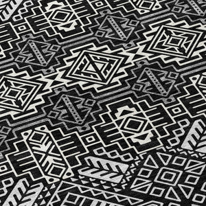 HomeRoots 5' Black and Ivory Tribal Area Rug - Stylish, Washable Design for Indoor and Outdoor Spaces 8' Round 614205
