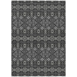 HomeRoots 5' Black and Ivory Tribal Area Rug - Stylish, Washable Design for Indoor and Outdoor Spaces 8' X 10' 614206