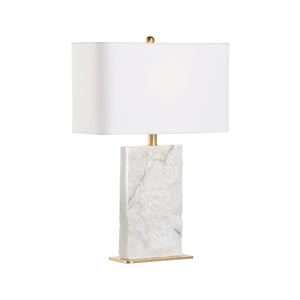 Wildwood Gwen Marble Table Lamp With Antique Brass Accents And Off-White Linen Shade For Warm Ambient Glow 61421