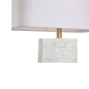 Wildwood Gwen Marble Table Lamp With Antique Brass Accents And Off-White Linen Shade For Warm Ambient Glow 61421