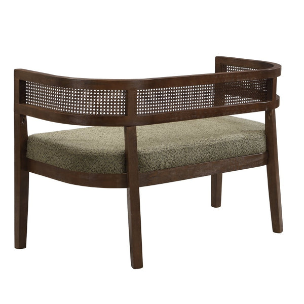 English Elm 47.5" Hand-woven Rattan Loveseat with Open Weave Back and Cushioned Two-seat Comfort Green,Walnut N771P381036L