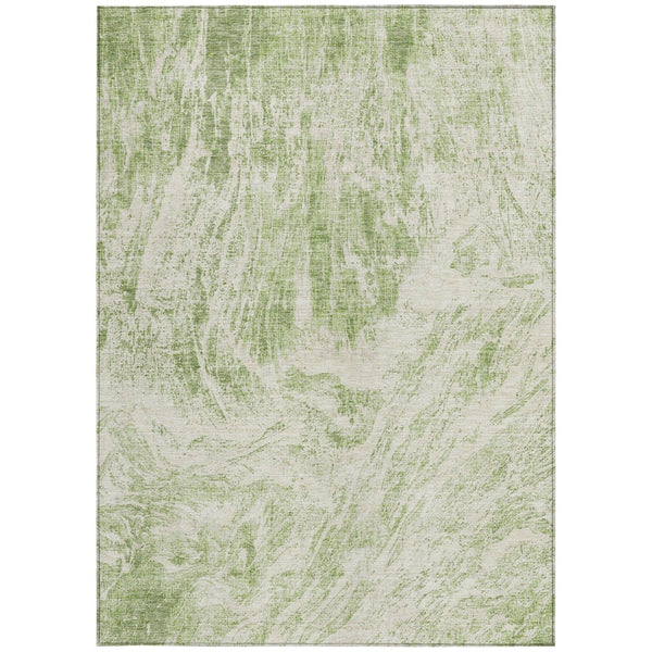 HomeRoots 5' Sage and Ivory Abstract Area Rug - Stylish, Washable, Stain-Resistant for Indoor and Outdoor Use 5' X 8' 614264