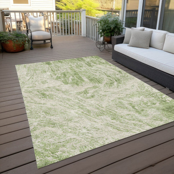 HomeRoots 5' Sage and Ivory Abstract Area Rug - Stylish, Washable, Stain-Resistant for Indoor and Outdoor Use 5' X 8' 614264
