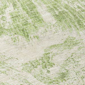 HomeRoots 5' Sage and Ivory Abstract Area Rug - Stylish, Washable, Stain-Resistant for Indoor and Outdoor Use 8' Round 614265