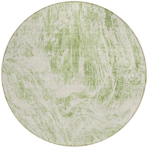 HomeRoots 5' Sage and Ivory Abstract Area Rug - Stylish, Washable, Stain-Resistant for Indoor and Outdoor Use 8' Round 614265