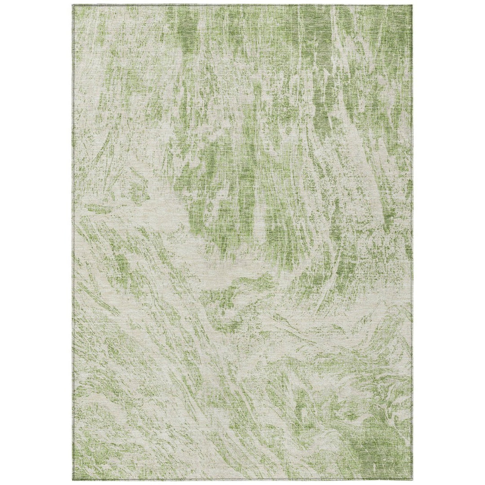 HomeRoots 5' Sage and Ivory Abstract Area Rug - Stylish, Washable, Stain-Resistant for Indoor and Outdoor Use 10' X 14' 614268
