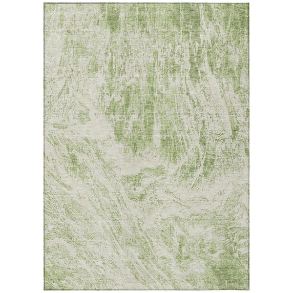 HomeRoots 5' Sage and Ivory Abstract Area Rug - Stylish, Washable, Stain-Resistant for Indoor and Outdoor Use 10' X 14' 614268