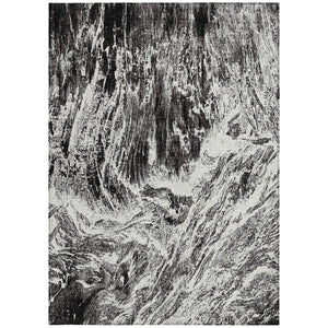 HomeRoots 5' Modern Black and Ivory Abstract Area Rug - Washable, Durable, Indoor-Outdoor Design for Any Space 5' X 8' 614276