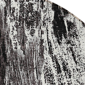 HomeRoots 5' Modern Black and Ivory Abstract Area Rug - Washable, Durable, Indoor-Outdoor Design for Any Space 8' Round 614277