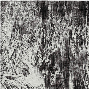 HomeRoots 5' Modern Black and Ivory Abstract Area Rug - Washable, Durable, Indoor-Outdoor Design for Any Space 8' X 10' 614278