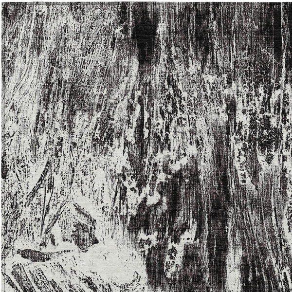 HomeRoots 5' Modern Black and Ivory Abstract Area Rug - Washable, Durable, Indoor-Outdoor Design for Any Space 8' X 10' 614278