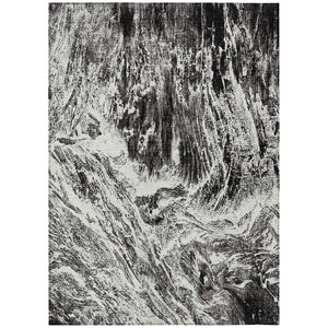 HomeRoots 5' Modern Black and Ivory Abstract Area Rug - Washable, Durable, Indoor-Outdoor Design for Any Space 10' X 14' 614280