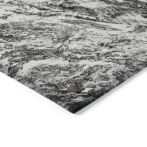 HomeRoots 5' Modern Black and Ivory Abstract Area Rug - Washable, Durable, Indoor-Outdoor Design for Any Space 10' X 14' 614280