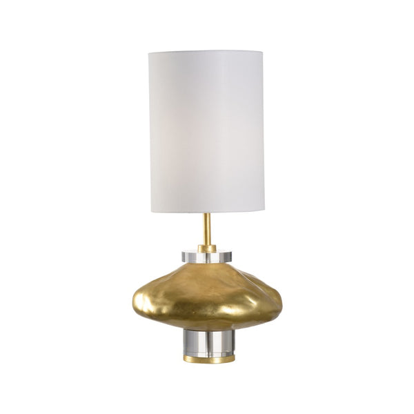 Wildwood Margaret Sculptural Gold Leaf Lamp With Clear Acrylic Accents And White Shade — Elegant Modern Lighting 61429