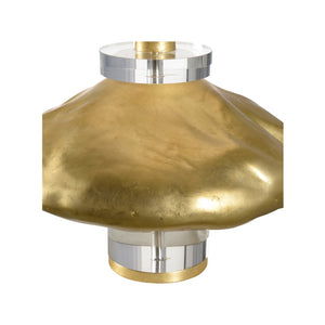 Wildwood Margaret Sculptural Gold Leaf Lamp With Clear Acrylic Accents And White Shade — Elegant Modern Lighting 61429