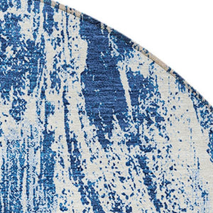 HomeRoots 5' Navy Blue and Ivory Abstract Area Rug - Stylish, Durable, Washable for Indoor and Outdoor Use 8' Round 614295