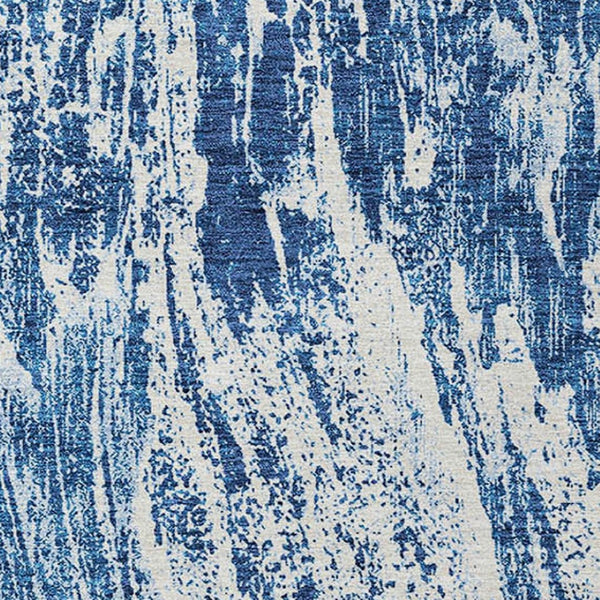 HomeRoots 5' Navy Blue and Ivory Abstract Area Rug - Stylish, Durable, Washable for Indoor and Outdoor Use 8' X 10' 614296