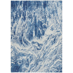 HomeRoots 5' Navy Blue and Ivory Abstract Area Rug - Stylish, Durable, Washable for Indoor and Outdoor Use 9' X 12' 614297