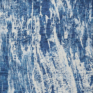 HomeRoots 5' Navy Blue and Ivory Abstract Area Rug - Stylish, Durable, Washable for Indoor and Outdoor Use 10' X 14' 614298