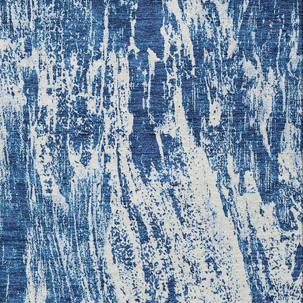 HomeRoots 5' Navy Blue and Ivory Abstract Area Rug - Stylish, Durable, Washable for Indoor and Outdoor Use 10' X 14' 614298