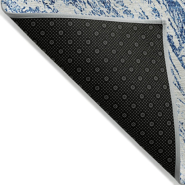 HomeRoots 5' Navy Blue and Ivory Abstract Area Rug - Stylish, Durable, Washable for Indoor and Outdoor Use 10' X 14' 614298