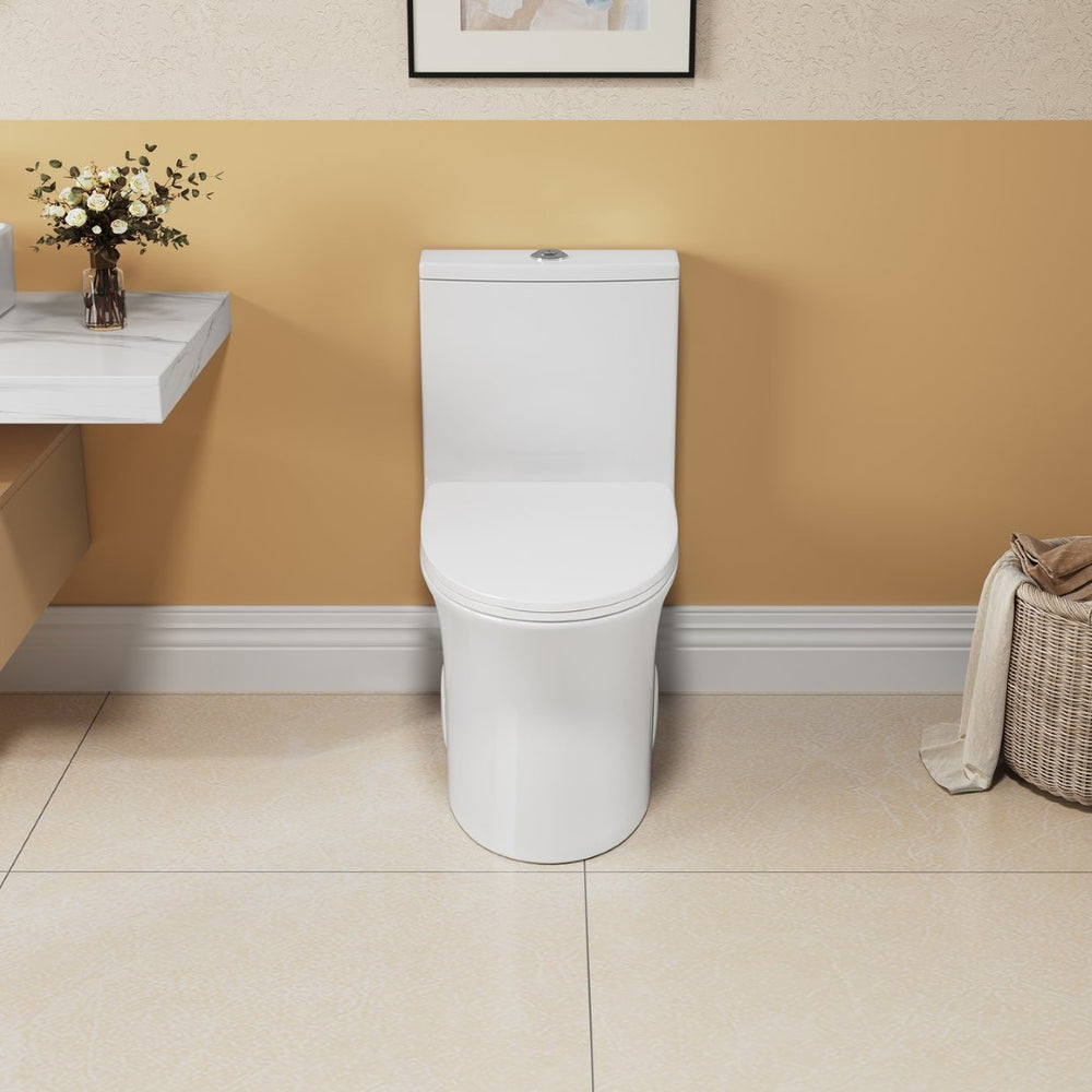 English Elm 1.1/1.6 Gpf Elongated One-piece Toilet Skirted Ceramic Comfort Height Watersense B2724P246933