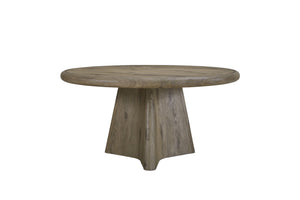English Elm Round English Knotty Oak Round Table with Sculpted Pedestal, Solid Wood Veneer, Light Oak Finish B2699S00104