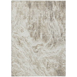 HomeRoots 5' Stylish Taupe and Ivory Abstract Washable Indoor-Outdoor Area Rug for Versatile Decor & Comfort 5' X 8' 614312