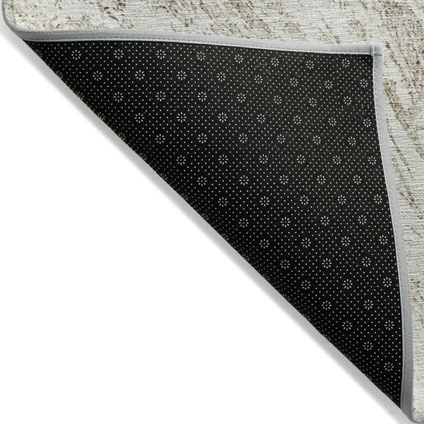HomeRoots 5' Stylish Taupe and Ivory Abstract Washable Indoor-Outdoor Area Rug for Versatile Decor & Comfort 5' X 8' 614312