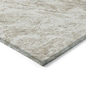 HomeRoots 5' Stylish Taupe and Ivory Abstract Washable Indoor-Outdoor Area Rug for Versatile Decor & Comfort 5' X 8' 614312