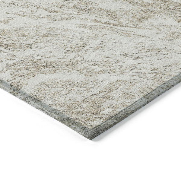 HomeRoots 5' Stylish Taupe and Ivory Abstract Washable Indoor-Outdoor Area Rug for Versatile Decor & Comfort 5' X 8' 614312