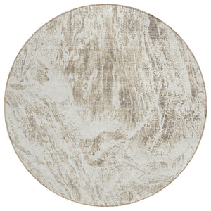 HomeRoots 5' Stylish Taupe and Ivory Abstract Washable Indoor-Outdoor Area Rug for Versatile Decor & Comfort 8' Round 614313
