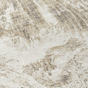 HomeRoots 5' Stylish Taupe and Ivory Abstract Washable Indoor-Outdoor Area Rug for Versatile Decor & Comfort 8' Round 614313