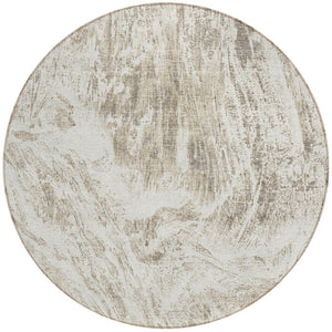 HomeRoots 5' Stylish Taupe and Ivory Abstract Washable Indoor-Outdoor Area Rug for Versatile Decor & Comfort 8' Round 614313