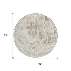 HomeRoots 5' Stylish Taupe and Ivory Abstract Washable Indoor-Outdoor Area Rug for Versatile Decor & Comfort 8' Round 614313