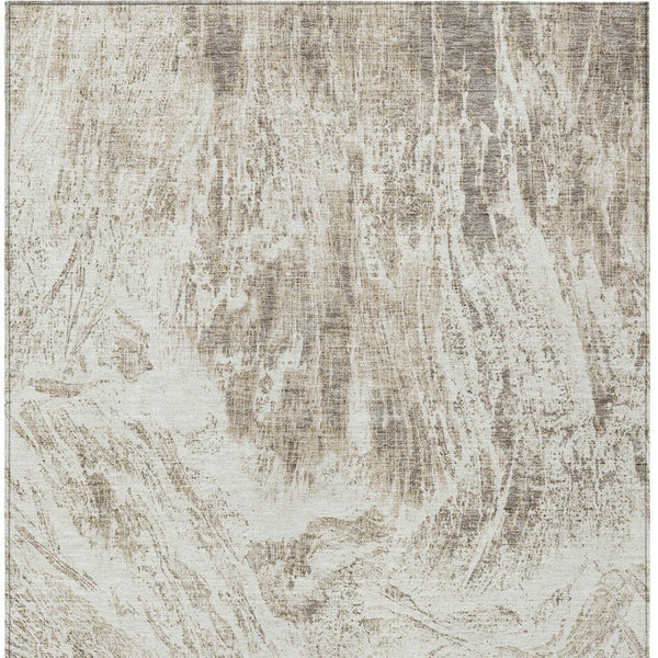 HomeRoots 9' Abstract Taupe & Ivory Washable Area Rug - Durable Indoor/Outdoor Design for High Traffic Spaces 614315