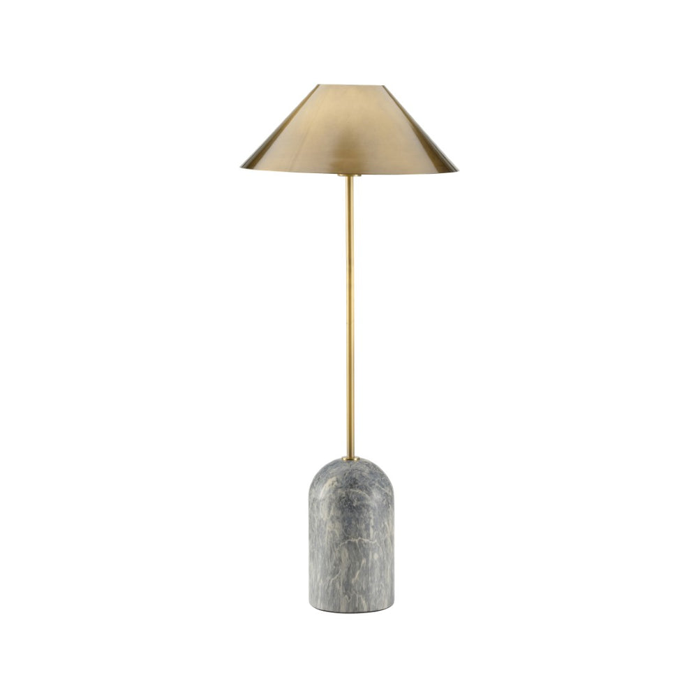 Wildwood Paxton Marble-Base Lamp With Aged Brass Shade — Slim 32.5" Accent Light For Timeless Ambient Decor 61433