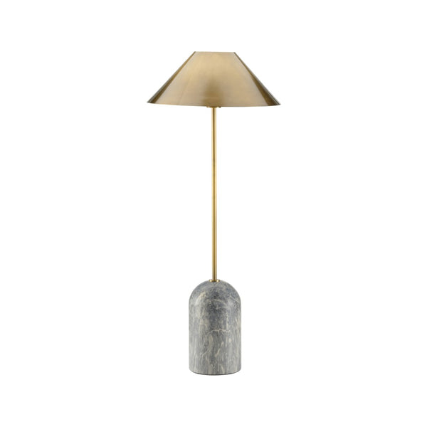 Wildwood Paxton Marble-Base Lamp With Aged Brass Shade — Slim 32.5" Accent Light For Timeless Ambient Decor 61433